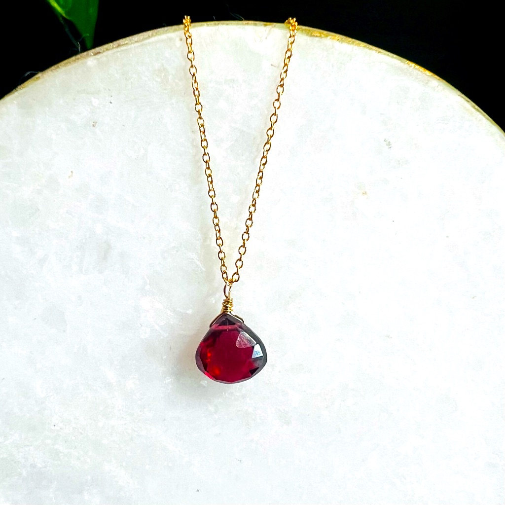 Red Garnet Teardrop Necklace